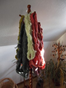 close-up of the coat tree I turned into a yarn tree